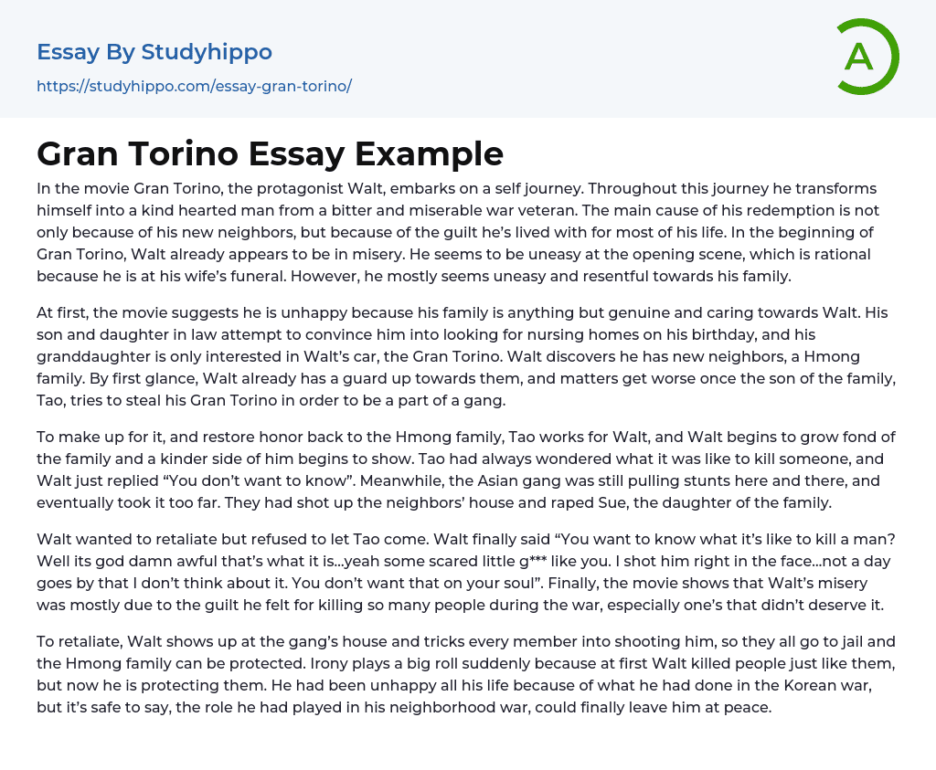 Gran Torino Essay Example