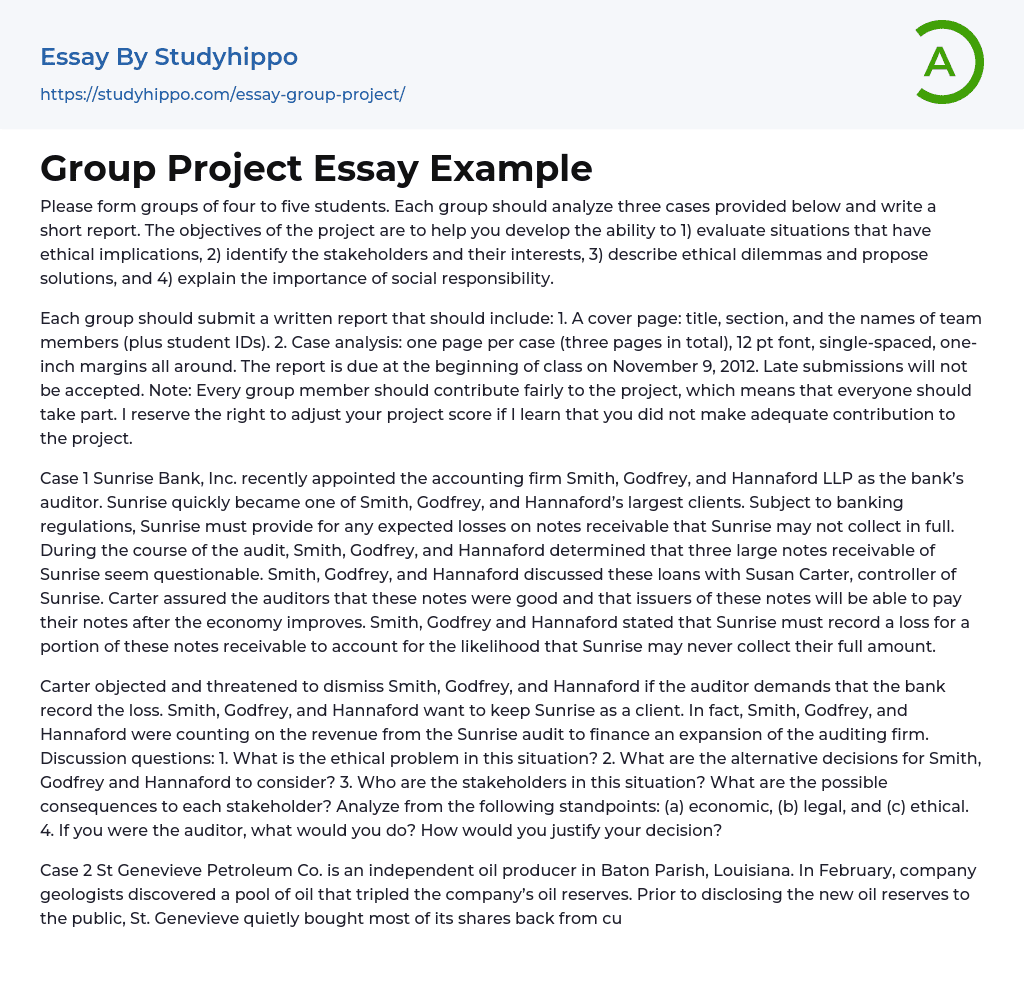 Group Project Essay Example