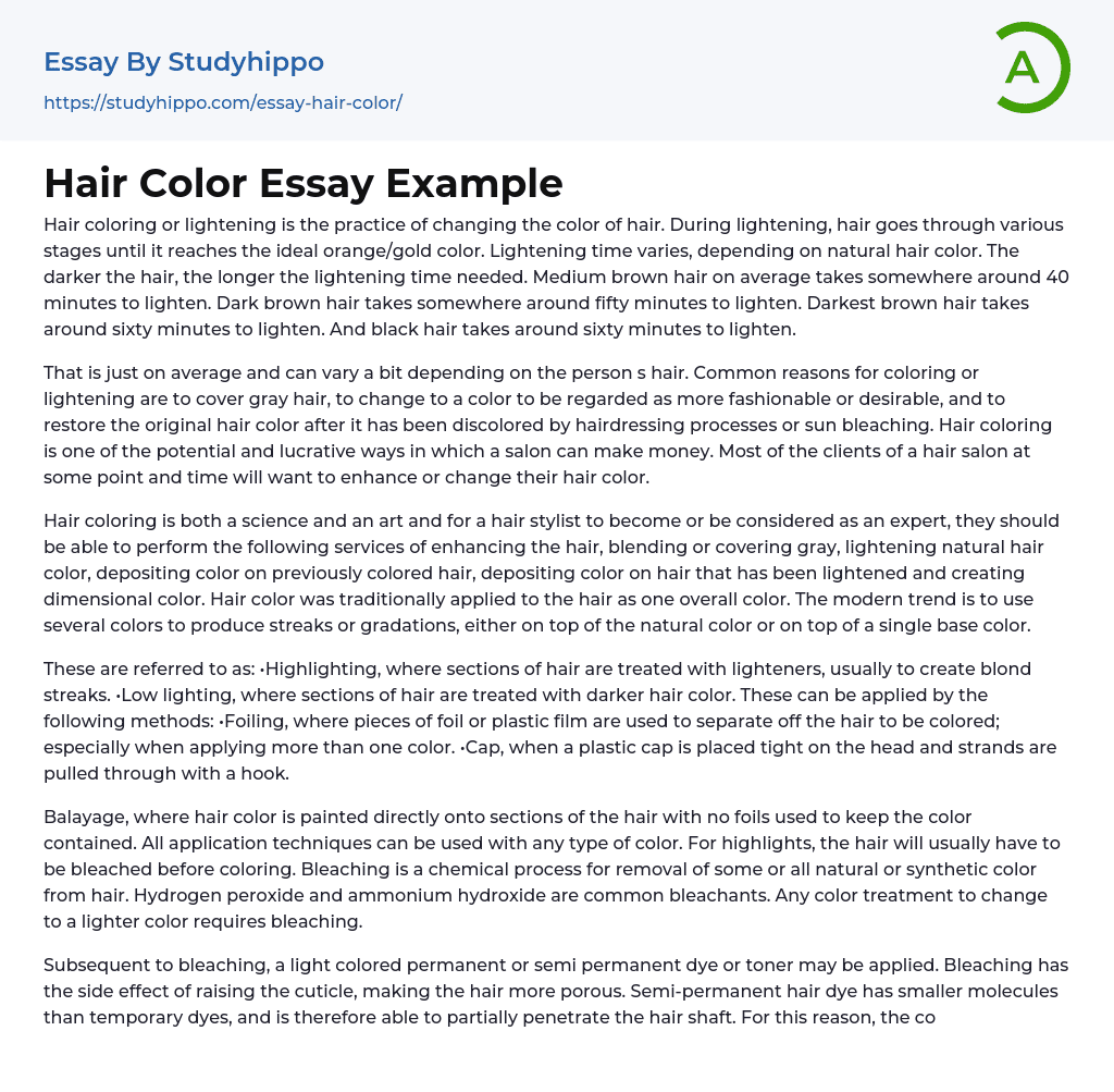 Hair Color Essay Example