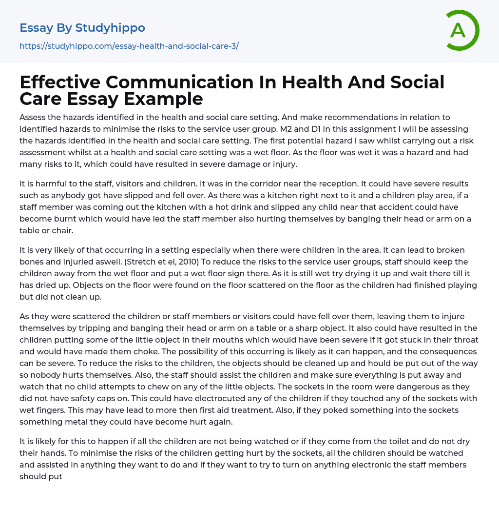 health and social care essay