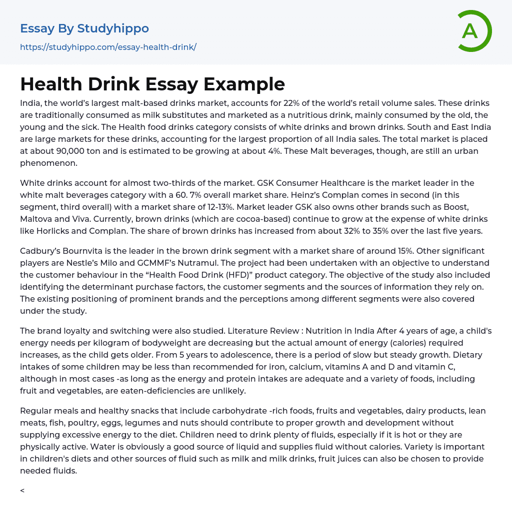 Health Drink Essay Example