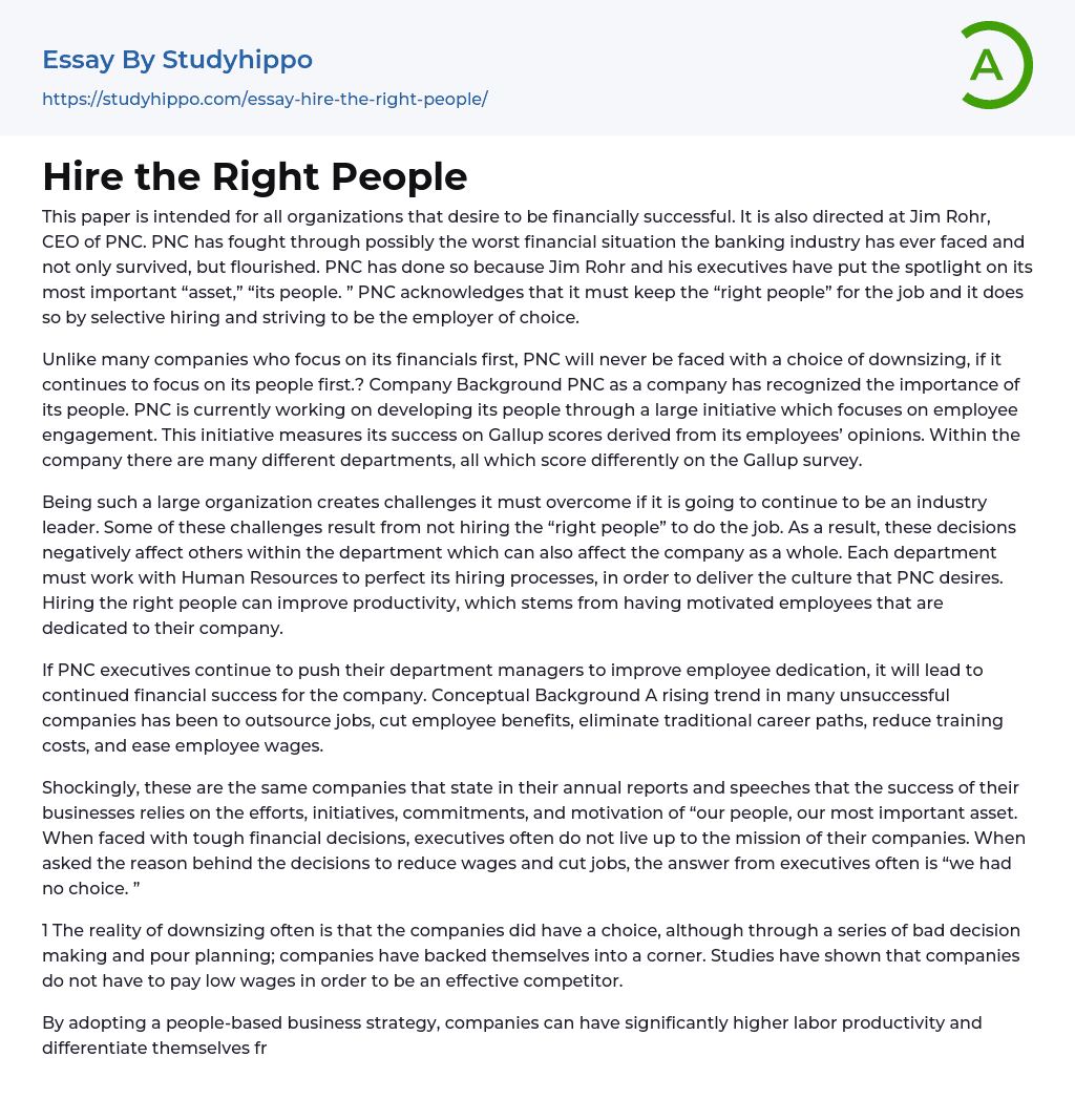 Hire the Right People Essay Example