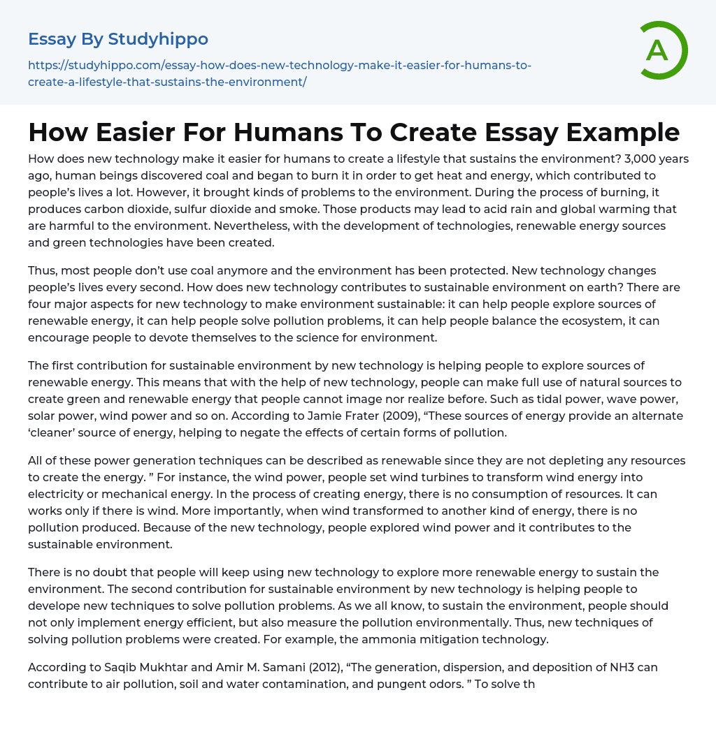 How Easier For Humans To Create Essay Example