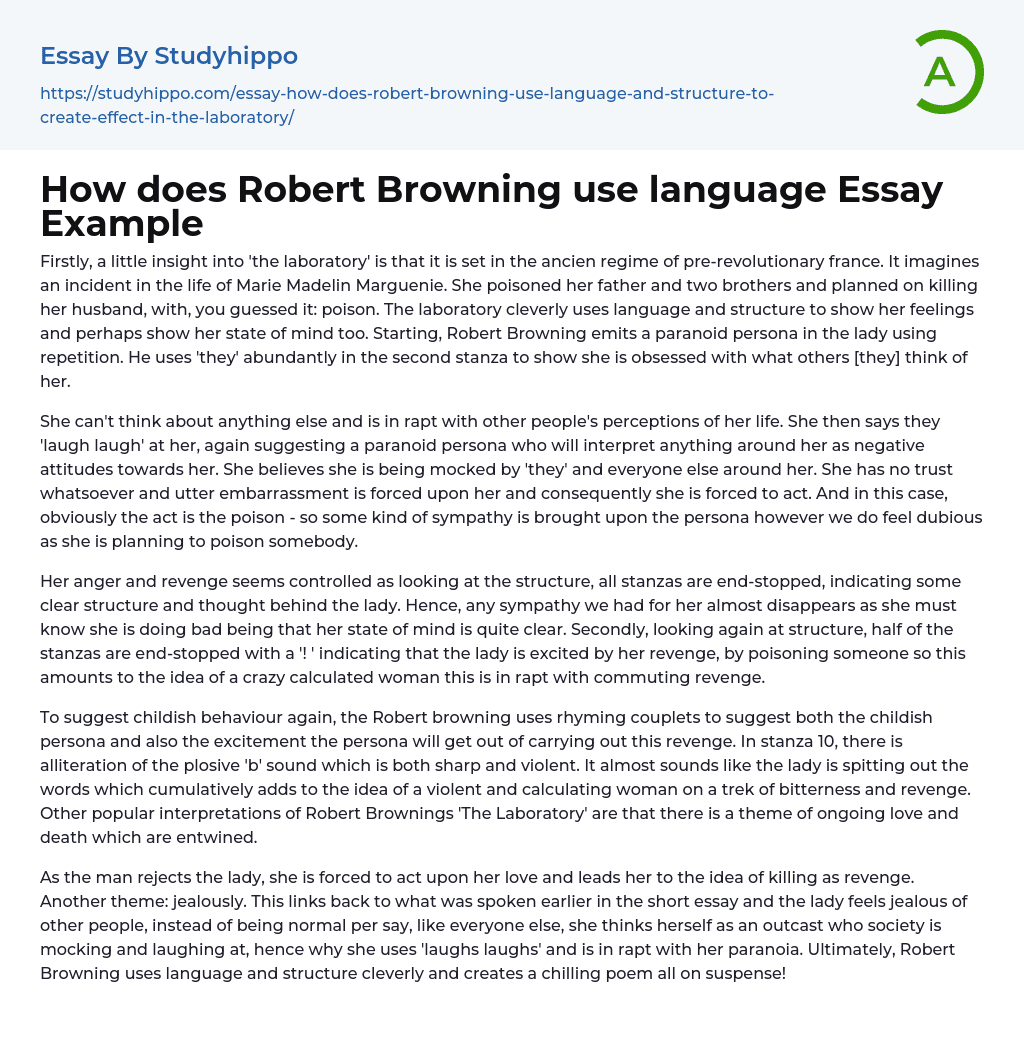 How does Robert Browning use language Essay Example
