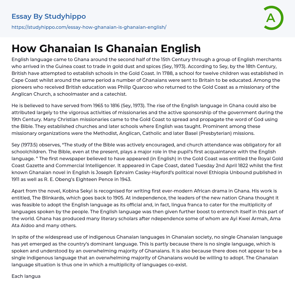 How Ghanaian Is Ghanaian English Essay Example