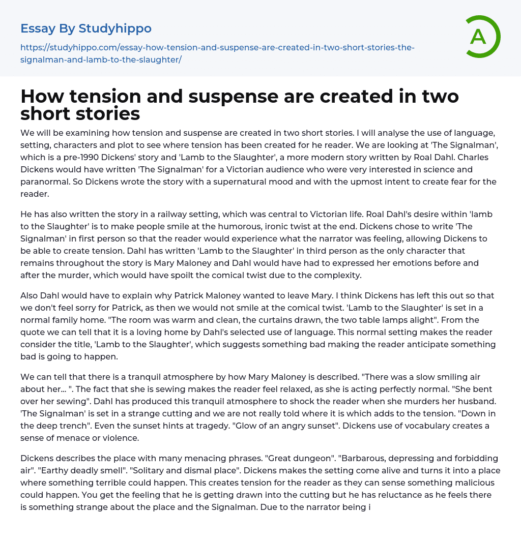 How tension and suspense are created in two short stories Essay Example