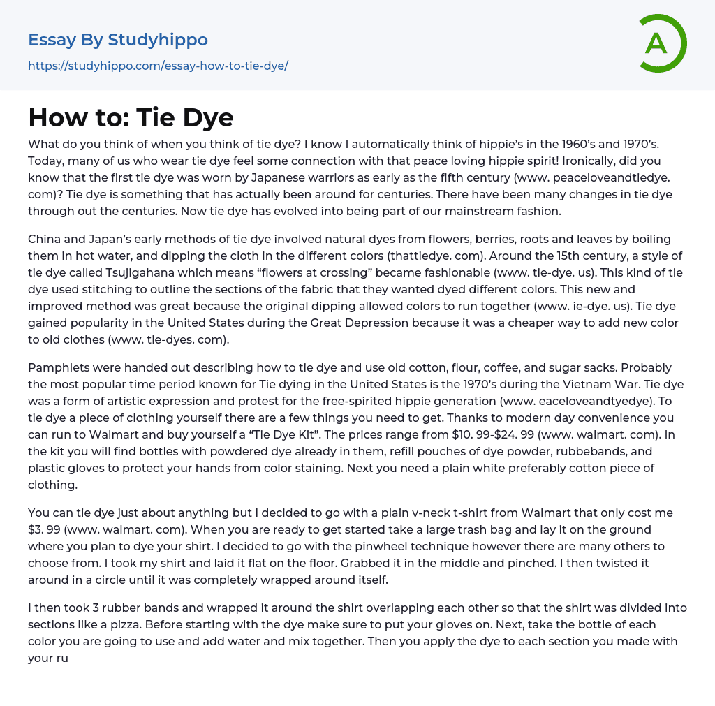How to: Tie Dye Essay Example