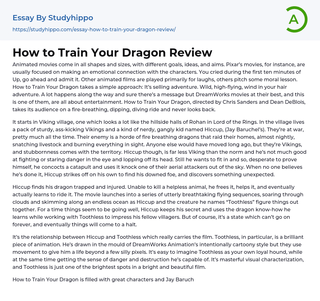 How to Train Your Dragon Review Essay Example