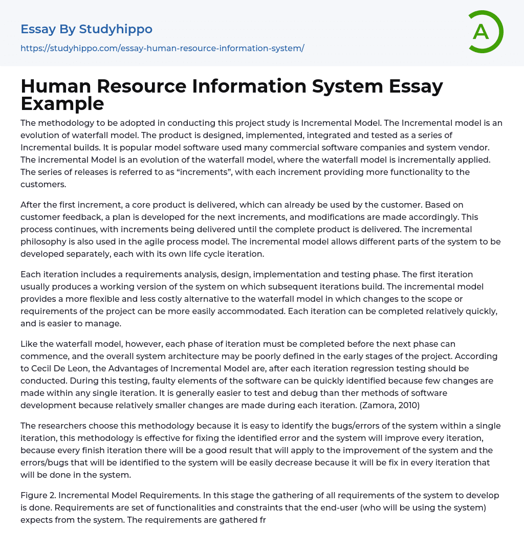 Human Resource Information System Essay Example