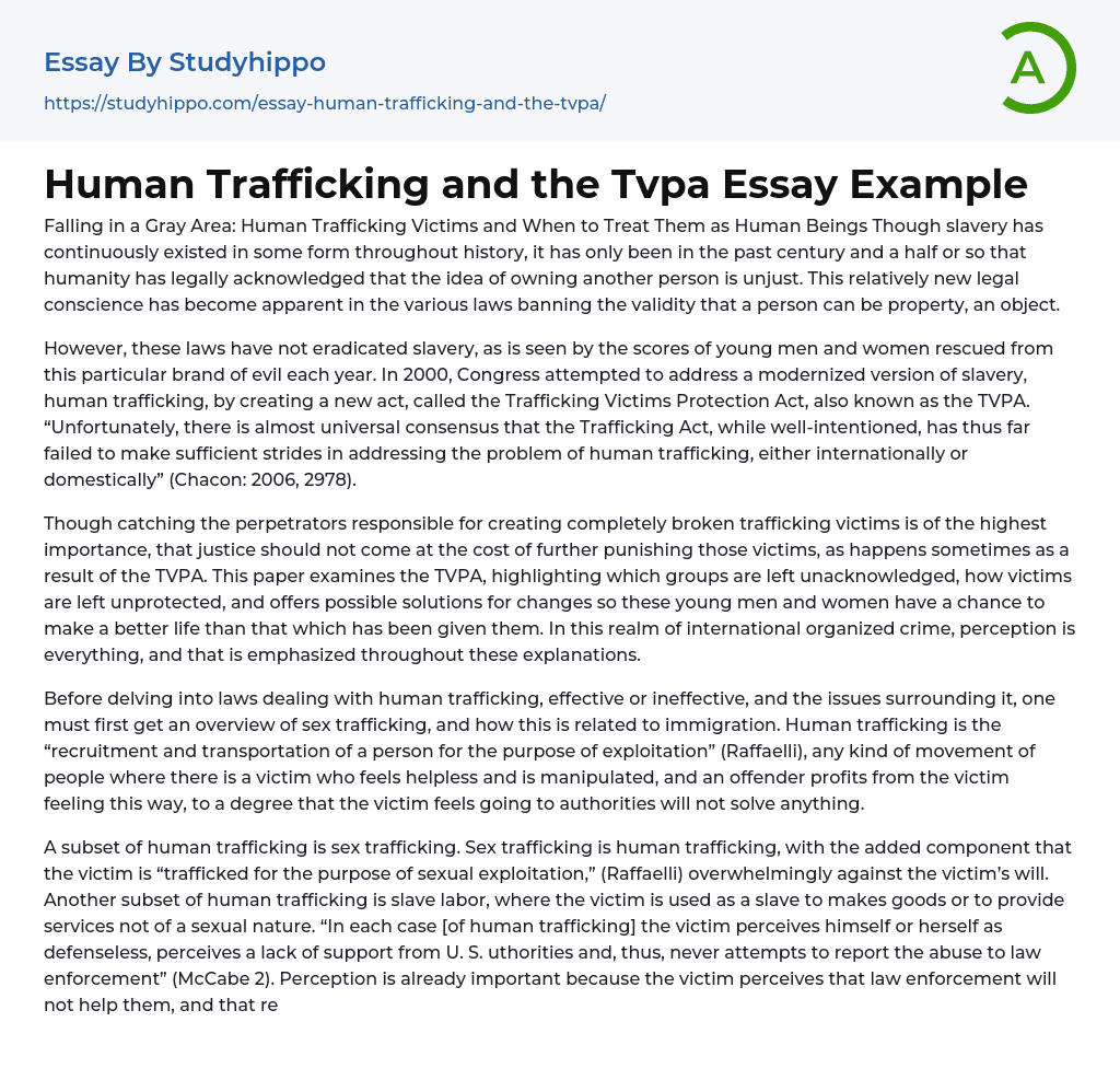 argumentative essay human trafficking