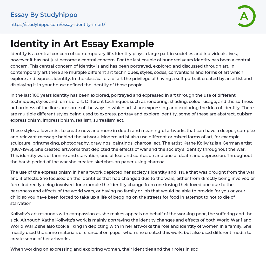 Identity in Art Essay Example