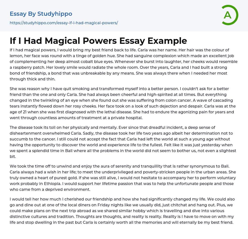 If I Had Magical Powers Essay Example