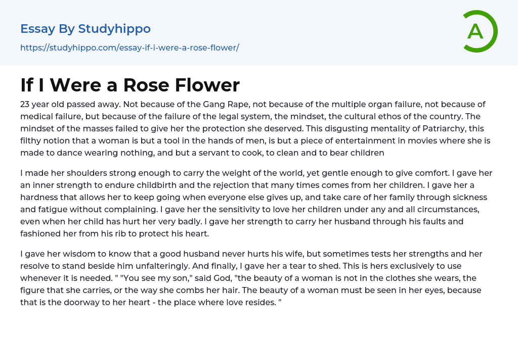 If I Were a Rose Flower Essay Example