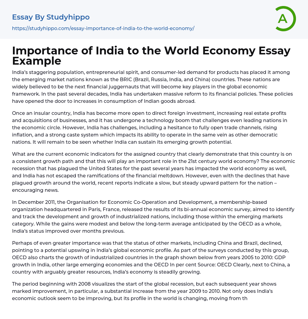 essay on developing india