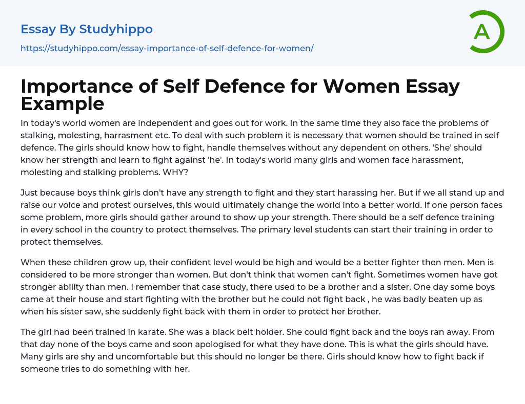 self defence evaluation essay