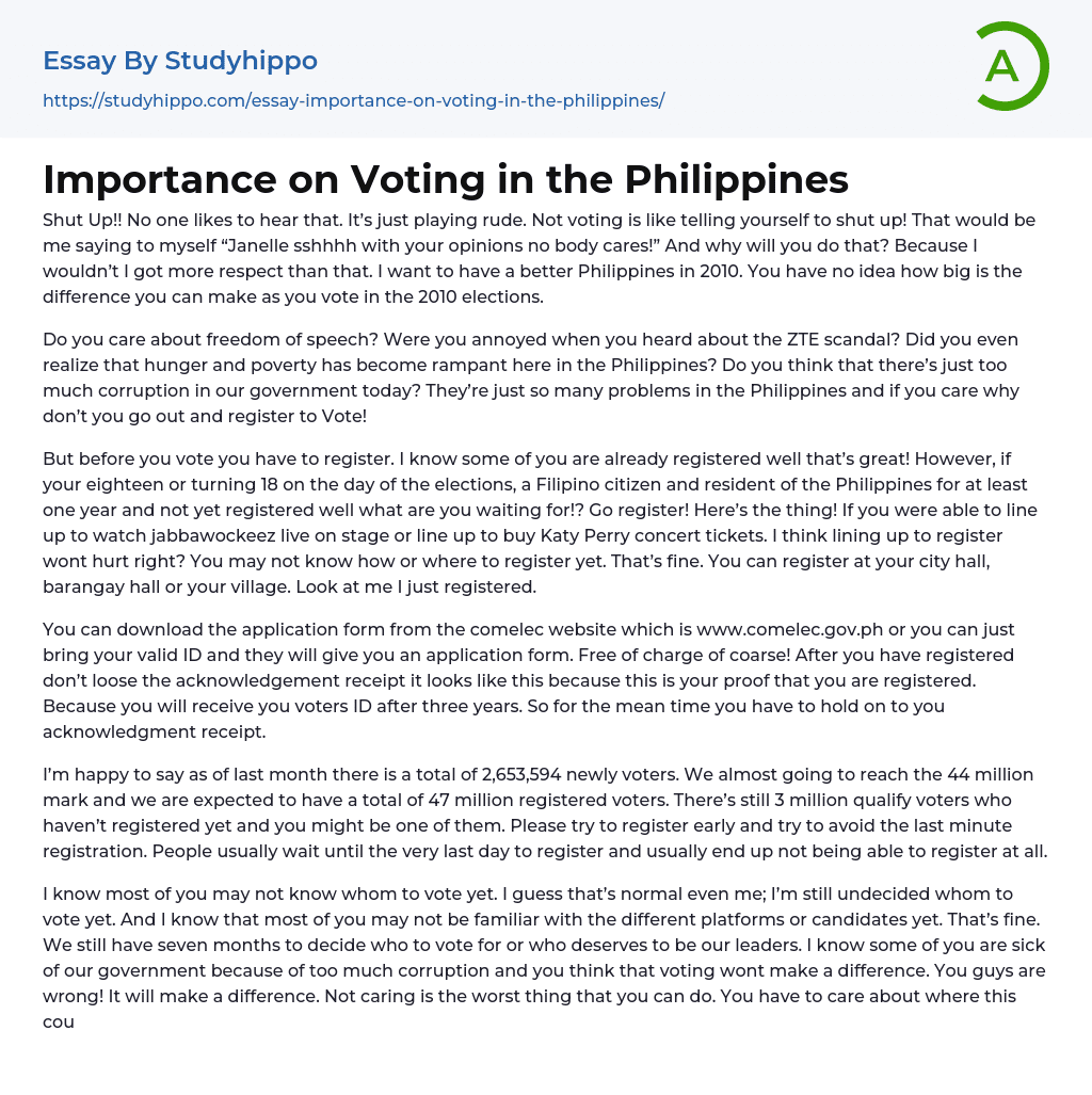 election 2022 philippines essay