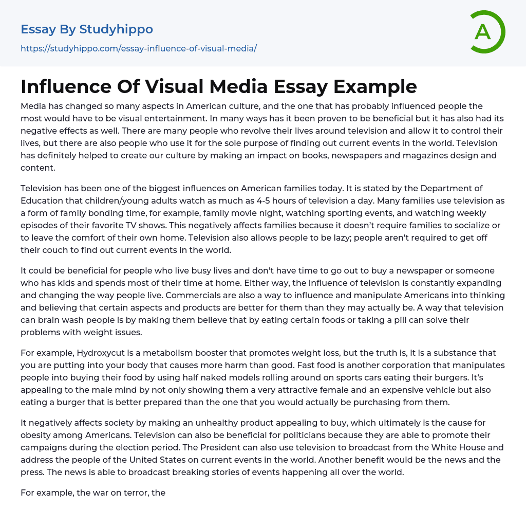 Influence Of Visual Media Essay Example