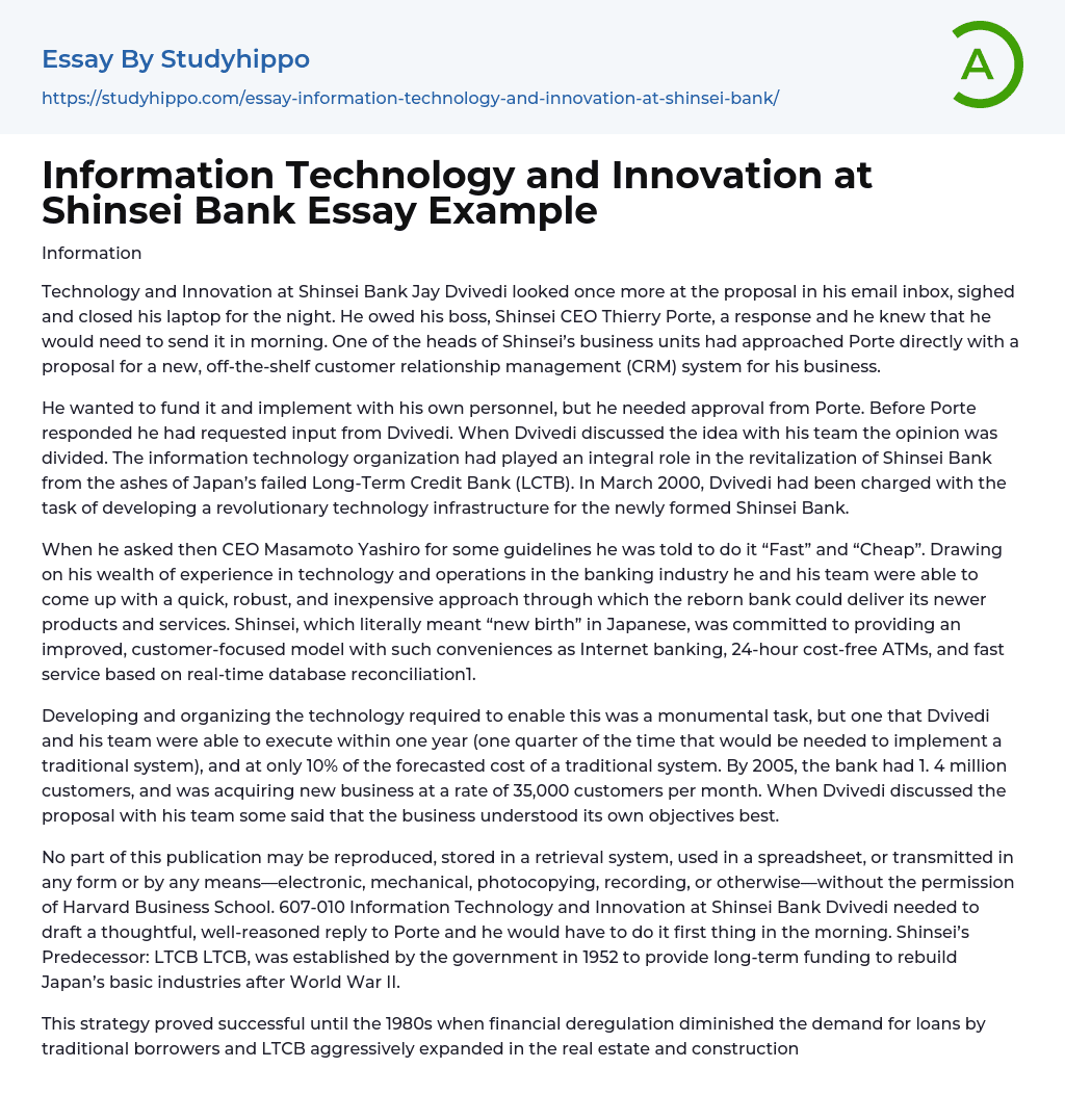 essay on new technology in banking