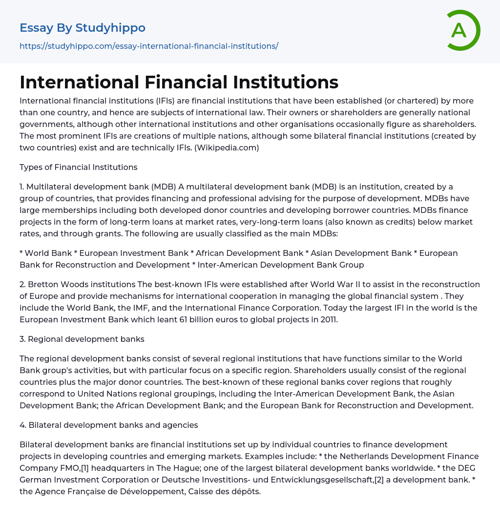 thesis financial institutions