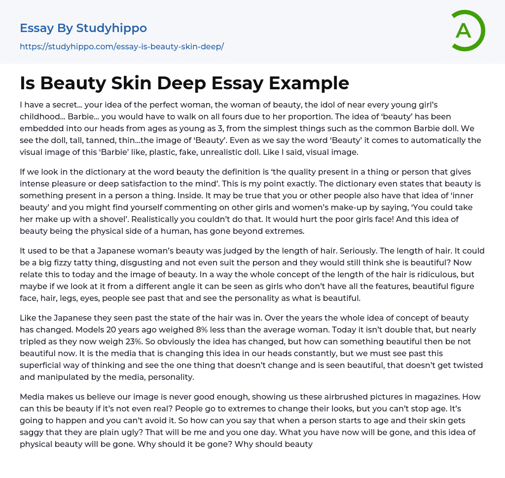 Is Beauty Skin Deep Essay Example