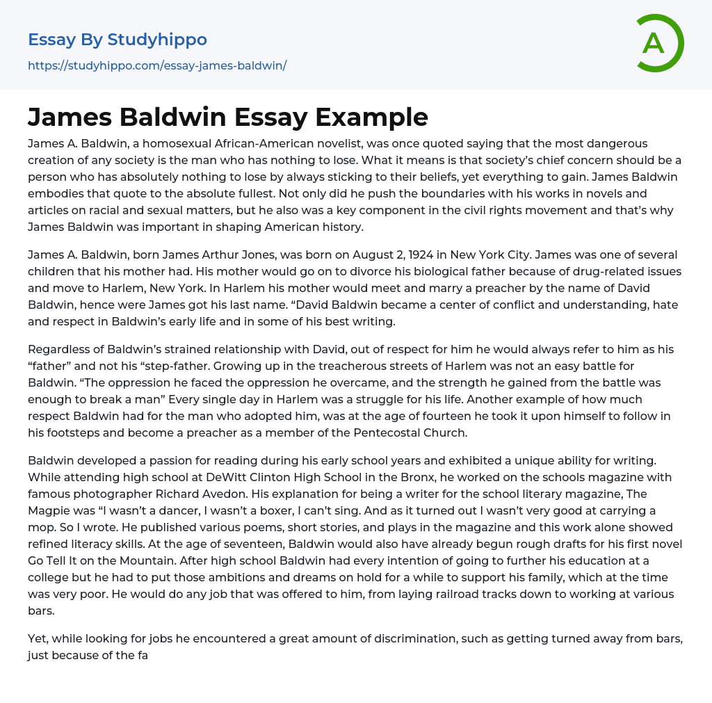 James Baldwin Essay Example