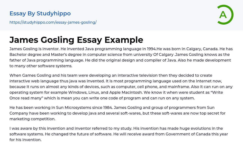 James Gosling Essay Example