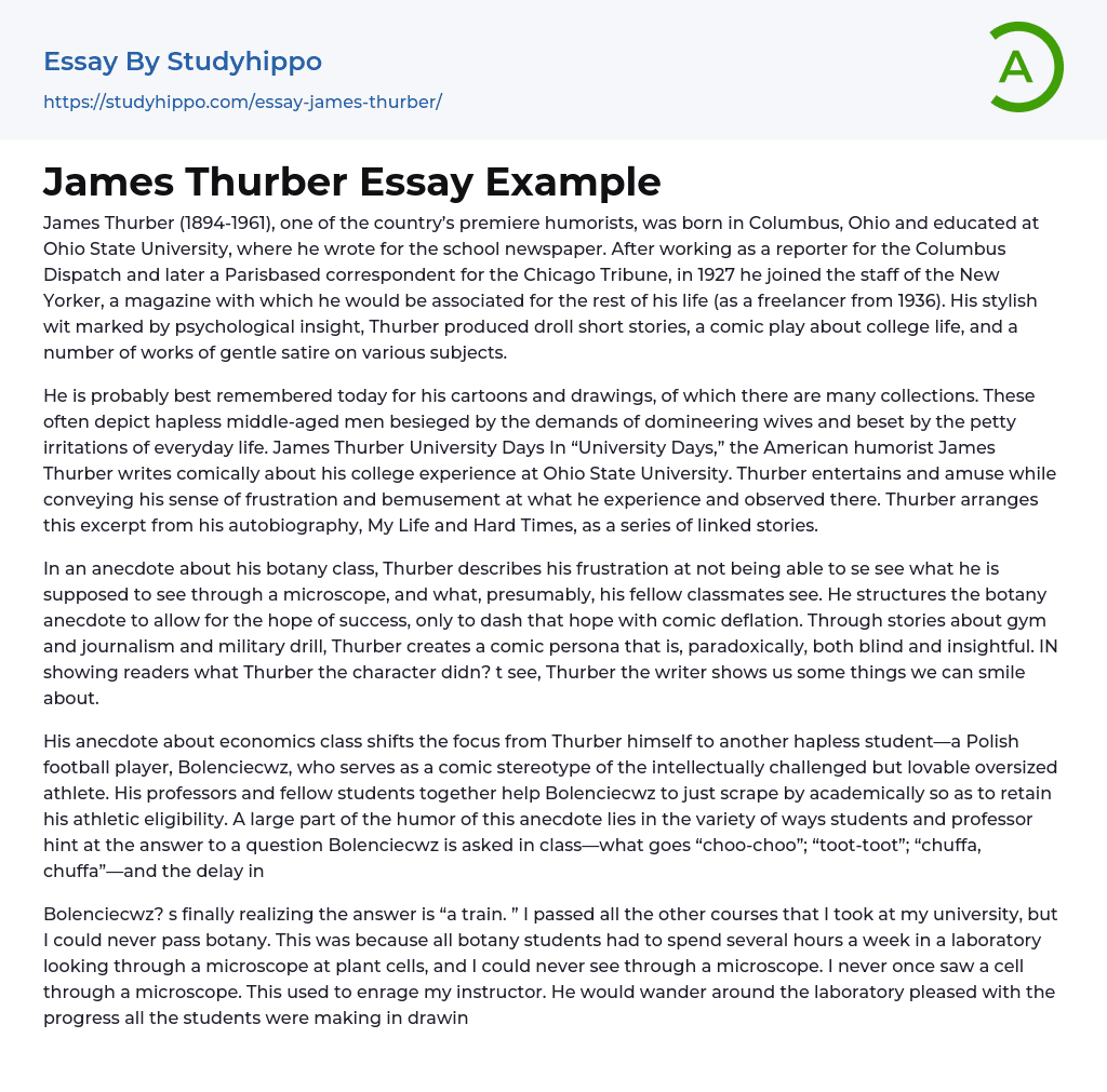 James Thurber Essay Example