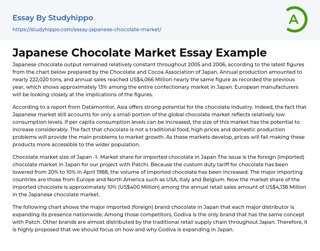 Japanese Chocolate Market Essay Example