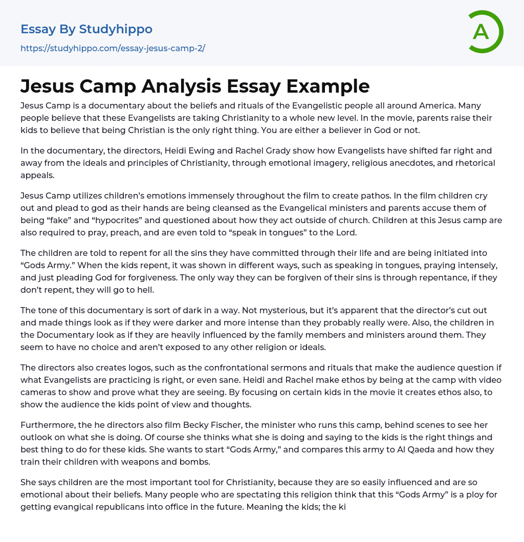 Jesus Camp Analysis Essay Example