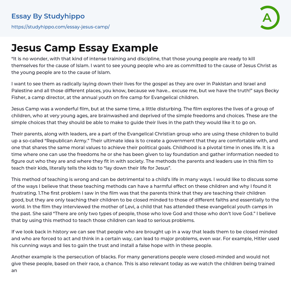 Jesus Camp Essay Example