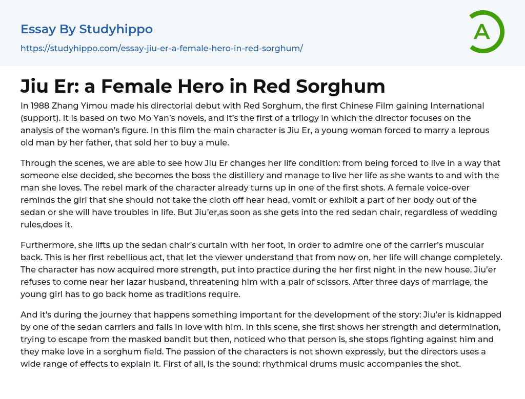 Jiu Er: a Female Hero in Red Sorghum Essay Example