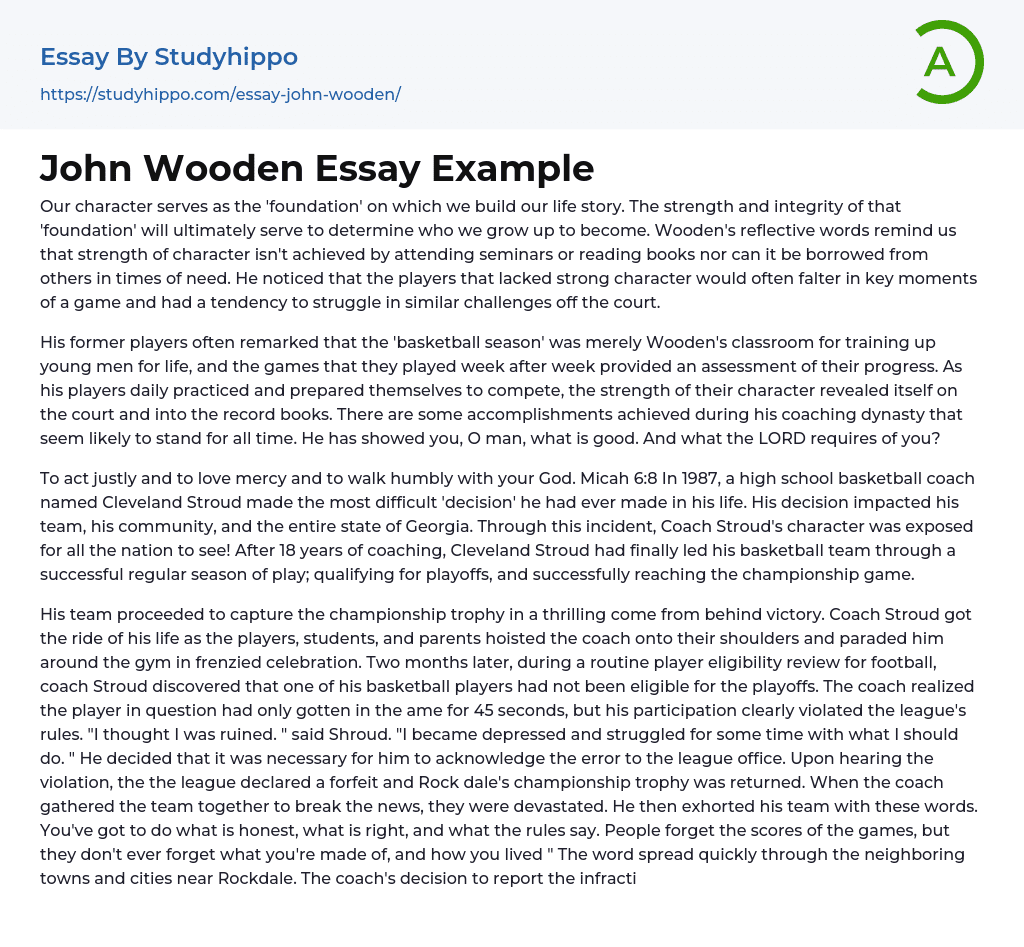 John Wooden Essay Example