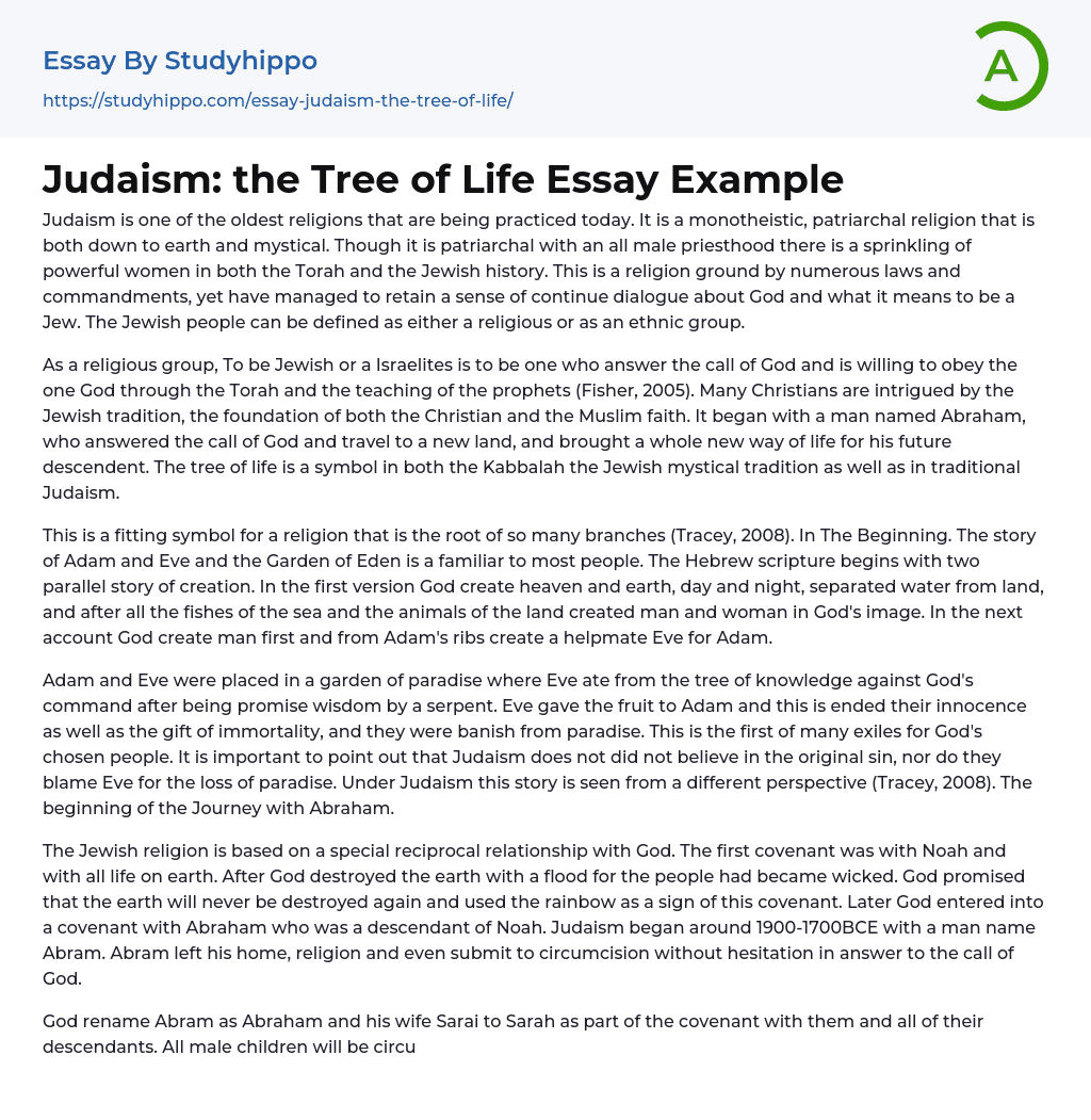 Judaism: the Tree of Life Essay Example