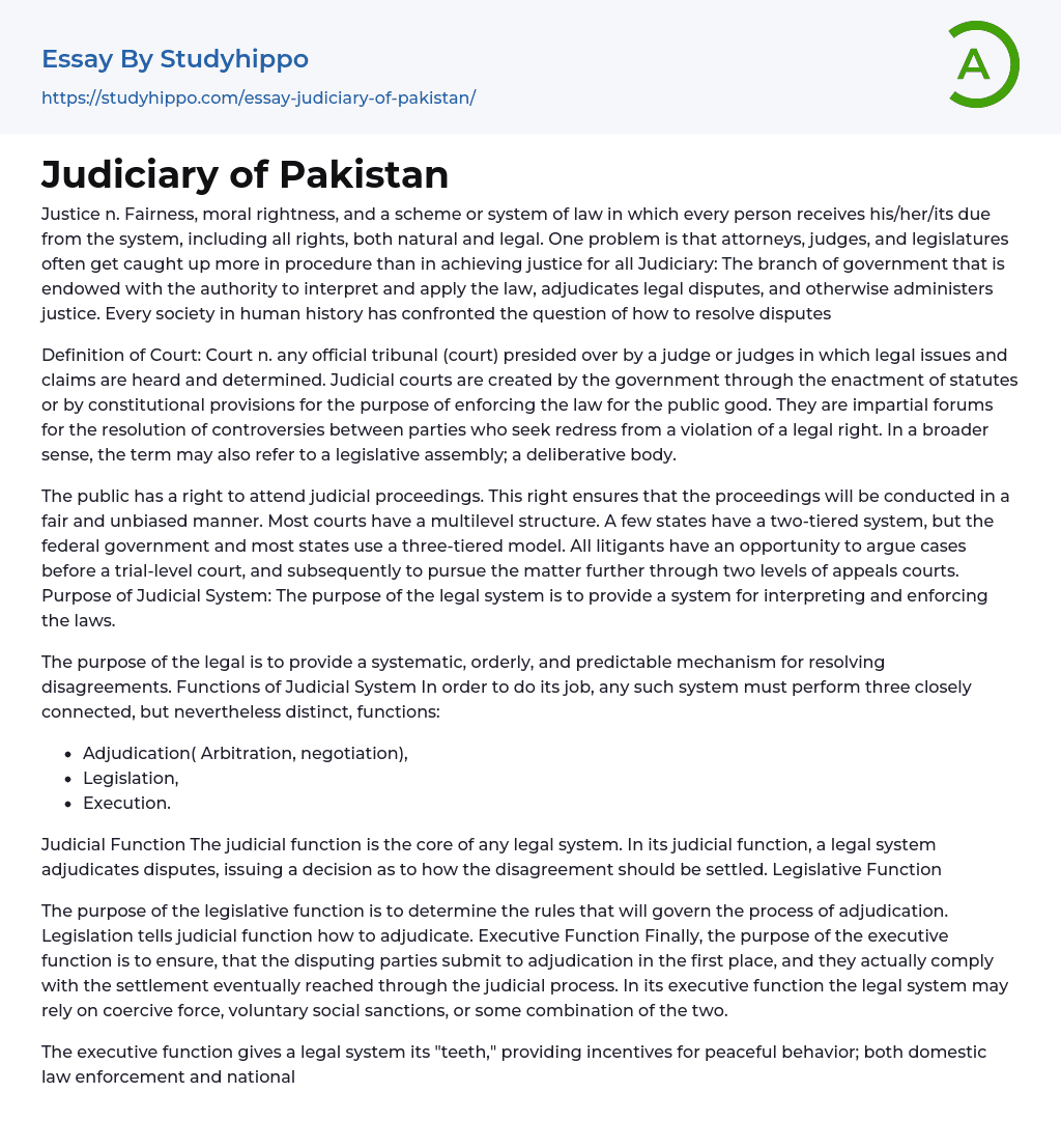 essay on judiciary in pakistan