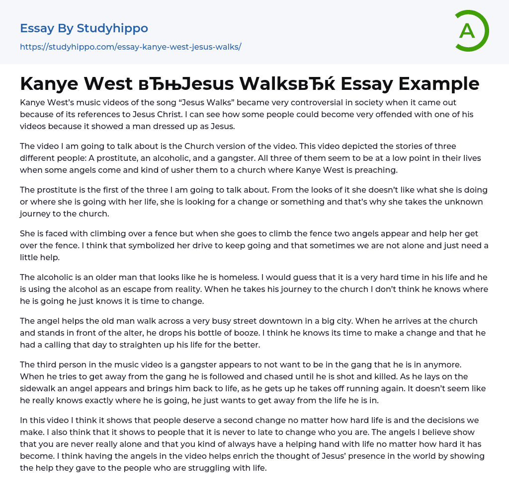 Kanye West Jesus Walks Essay Example