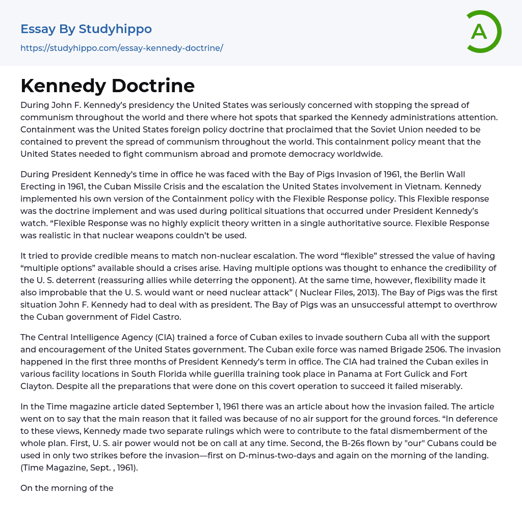 Kennedy Doctrine Essay Example