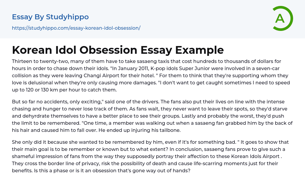 Korean Idol Obsession Essay Example