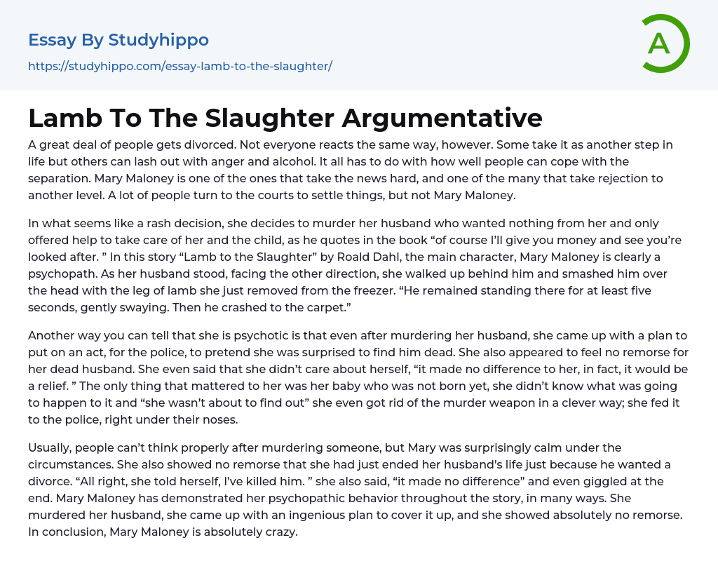 essay about lamb to the slaughter