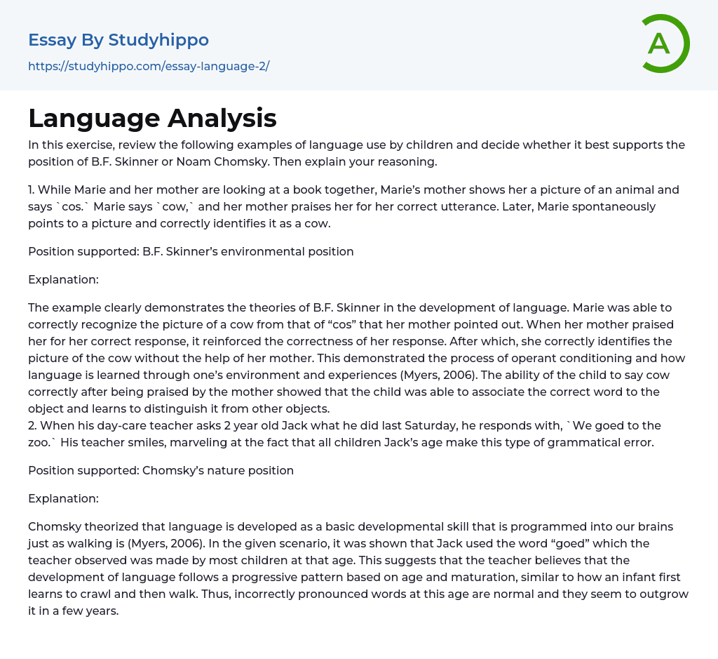 linguistic analysis essay