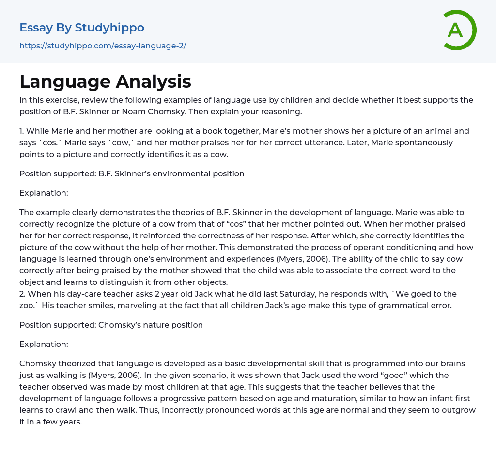 Language Analysis Essay Example StudyHippo