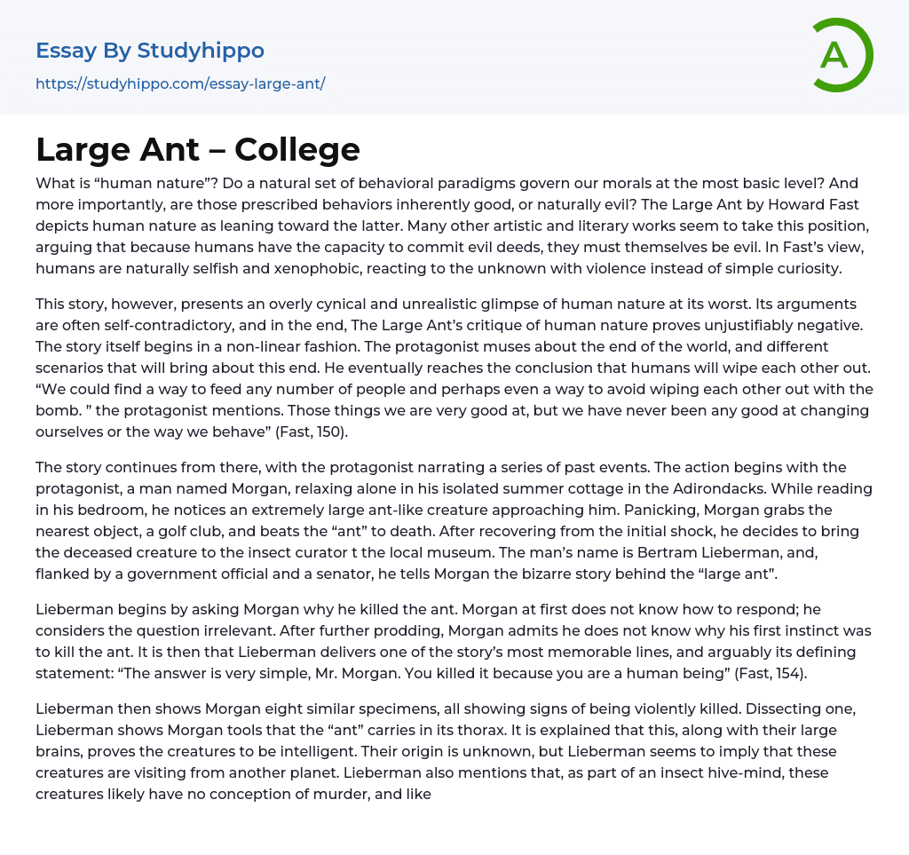 Large Ant – College Essay Example