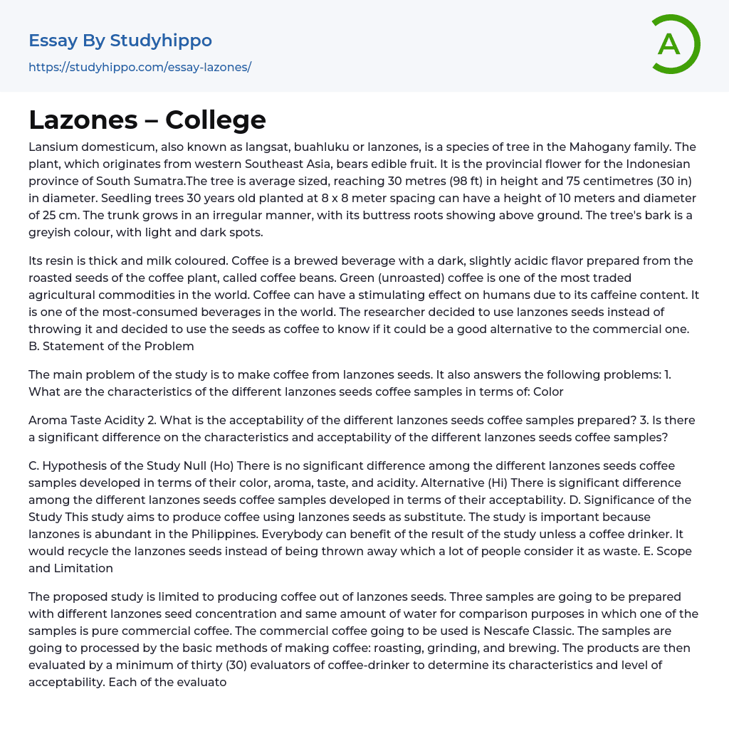 Lazones – College Essay Example