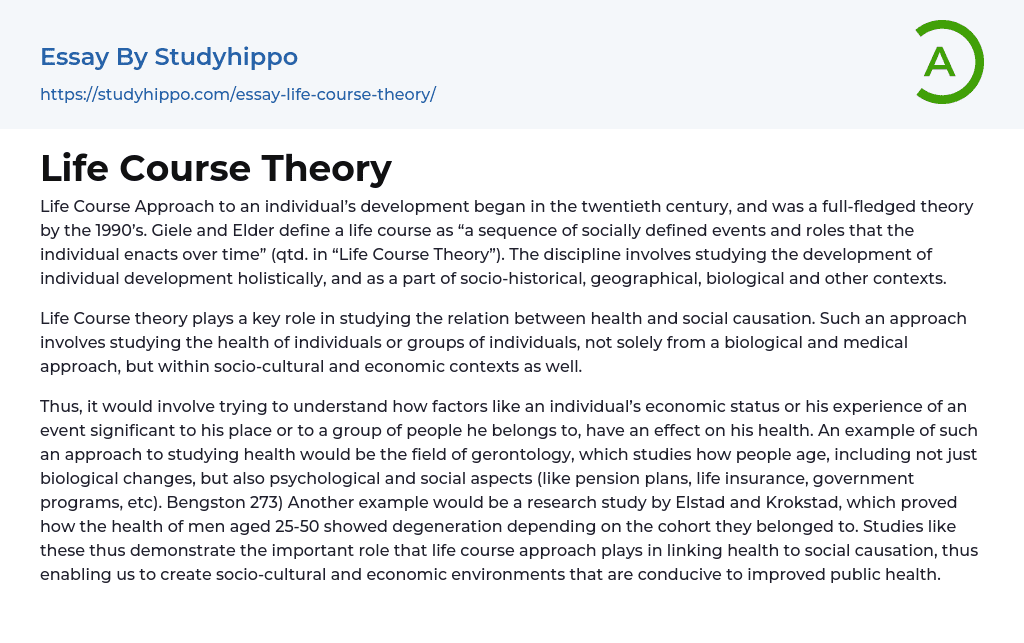 Life Course Theory Essay Example