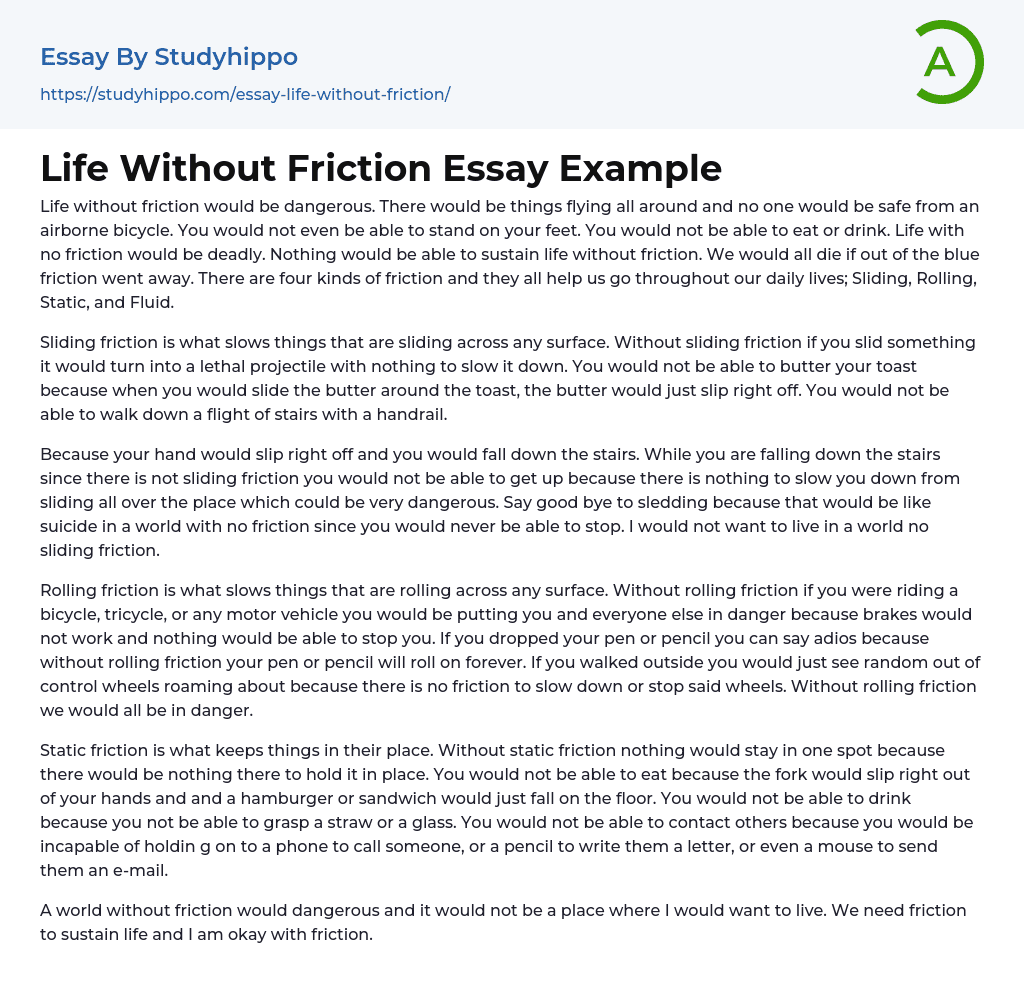 Life Without Friction Essay Example