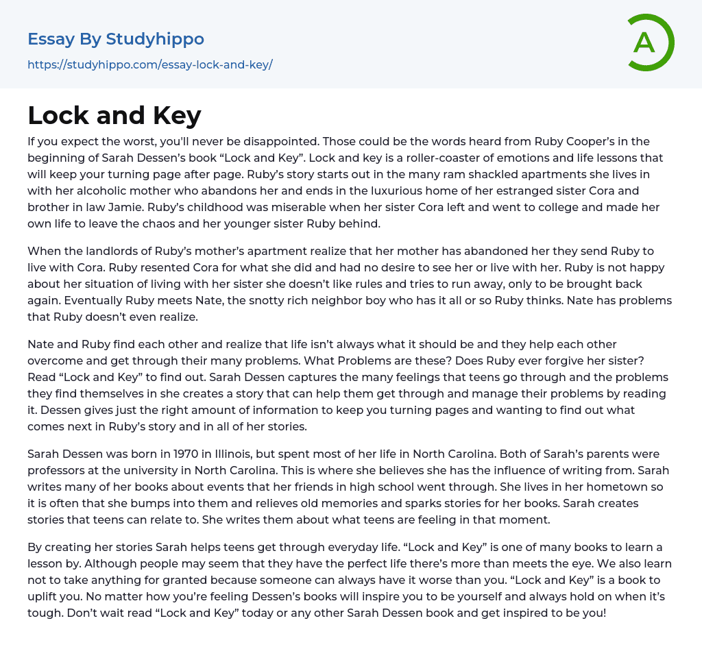 Lock and Key Essay Example