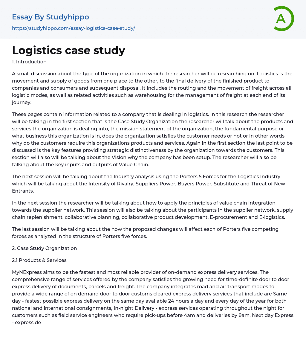 logistics case study with questions and answers