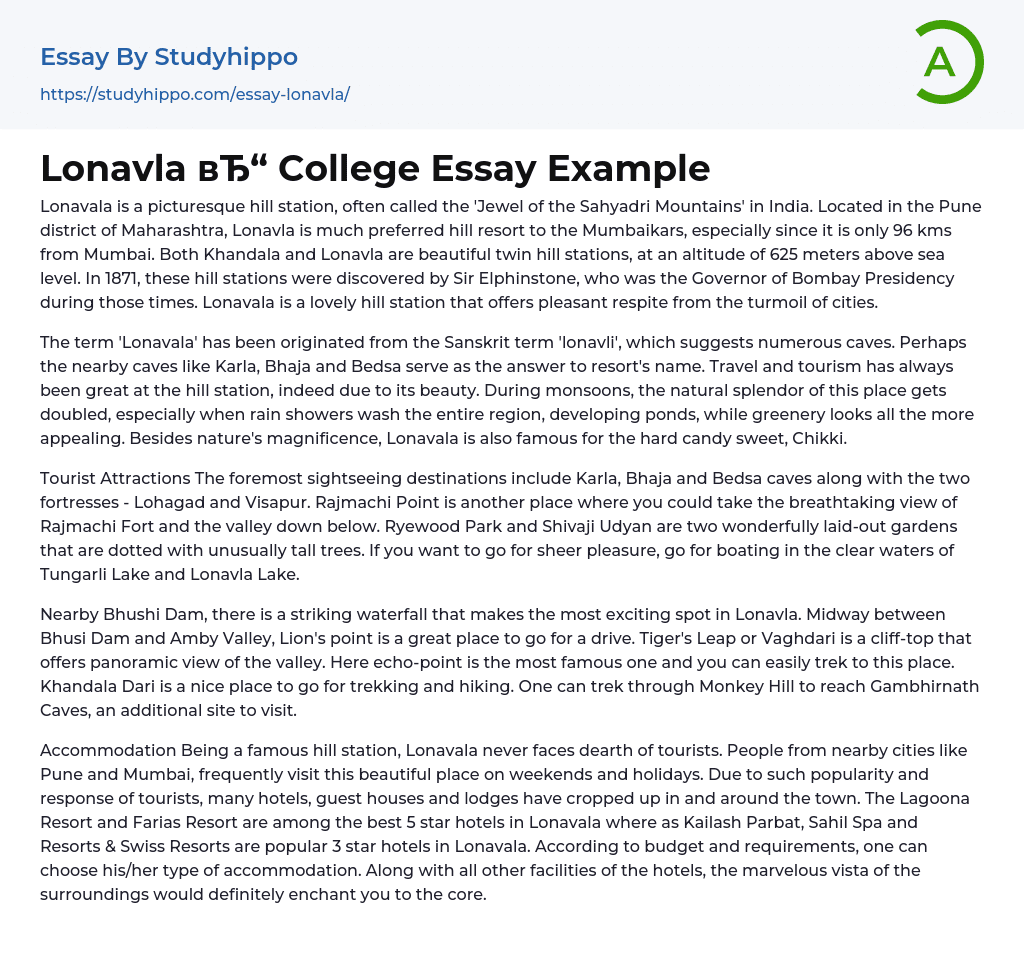 Lonavla College Essay Example