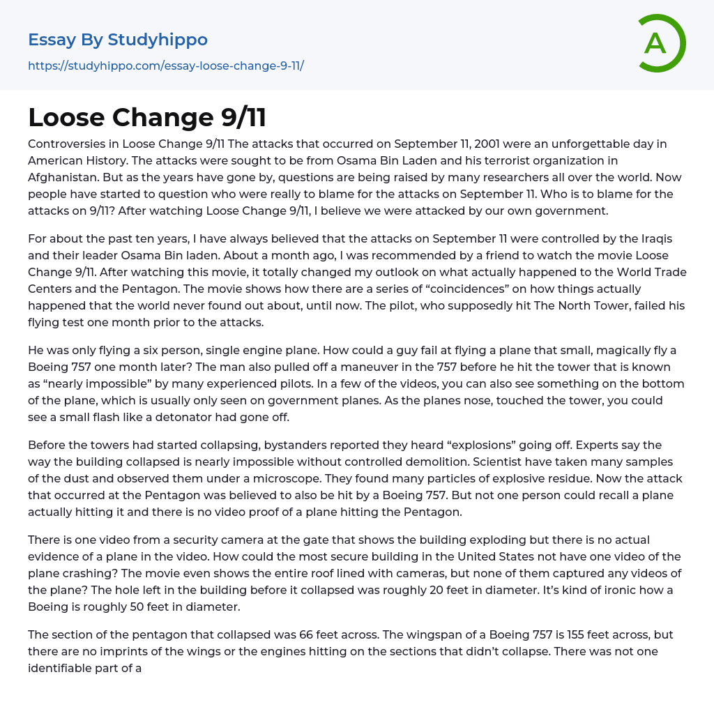 Loose Change 9/11 Essay Example