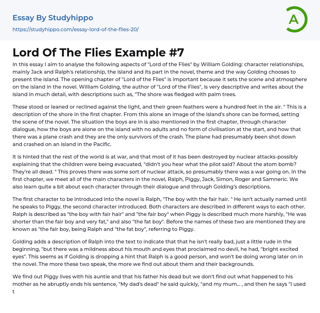 lord of the flies thesis statement examples