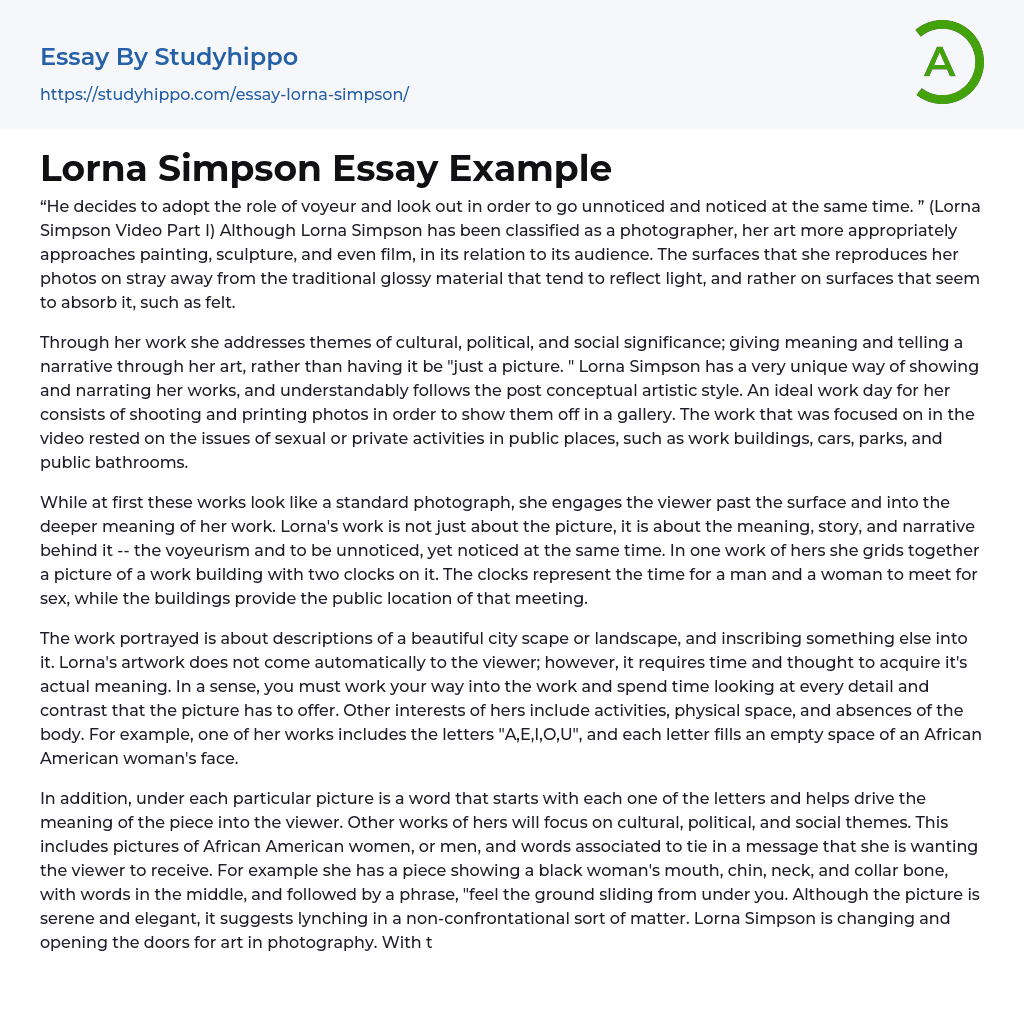 Lorna Simpson Essay Example